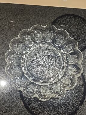 Vintage Indiana Glass Clear Glass Hobnail Deviled Egg Plate